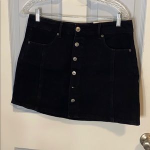 Button Down Black Jean Skirt
